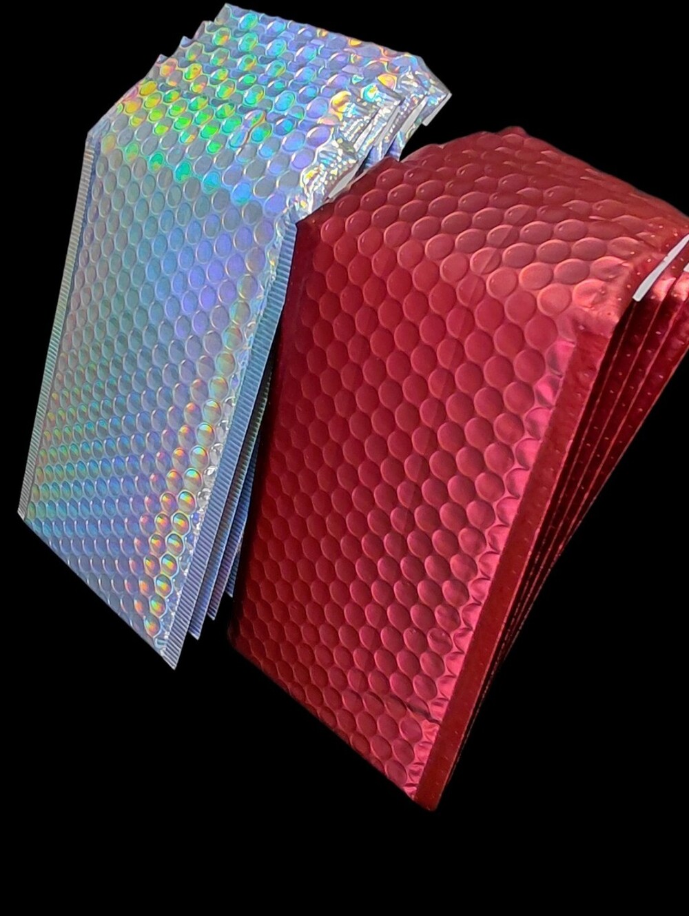 20ct. 5x7/4x8 Holographic Silver and Red Bubble Mailer Mix ✨️PRICE FIRM✨️ - Picture 3 of 5